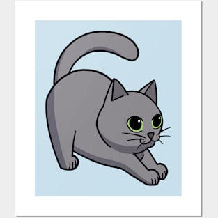 Grey cat Posters and Art